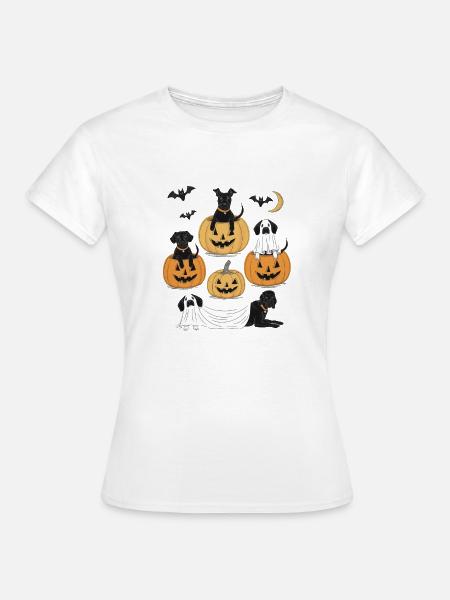 Lustige Hunde Halloween - Frauen T-Shirt - Weiß