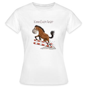 Witziges Springpferd Springreiten Hannoveraner - Frauen T-Shirt - Weiß - Vorne - AI Model Female 172 dark (172cm)