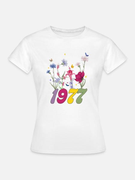 Geburtsjahr 1977 Wildblumen - Frauen T-Shirt - Weiß