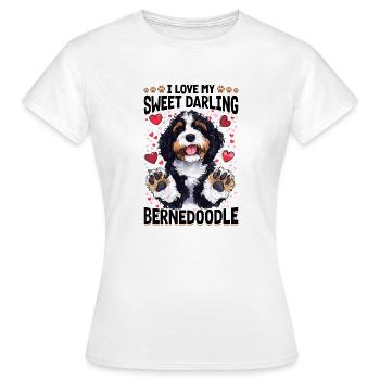 Bernedoodle Chien Race J’Aime Mon Doux Darling - T-shirt Femme - blanc - Devant - AI Model Female 172 dark (172cm)