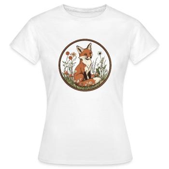 Cottagecore Fuchs mit Blumen - Frauen T-Shirt - Weiß - Vorne - AI Model Female 172 dark (172cm)