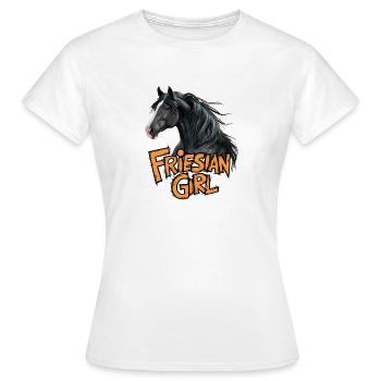 Fière cavalière frisonne - T-shirt Femme - blanc - Devant - AI Model Female 172 dark (172cm)