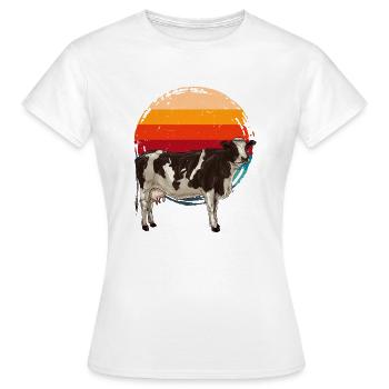 Cow Love – La vie à la campagne dans un style rétro - T-shirt Femme - blanc - Devant - AI Model Female 172 dark (172cm)