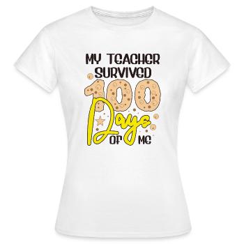 Mon professeur a survécu 100 jours, j’ai survécu 100 jours d’école - T-shirt Femme - blanc - Devant - AI Model Female 172 dark (172cm)