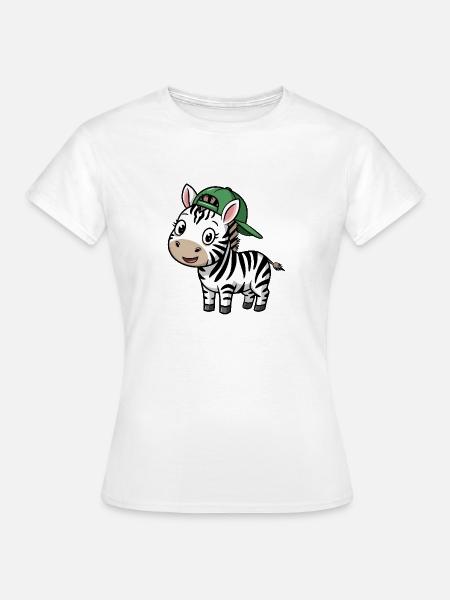 Süßes Zebra mit Mütze - Frauen T-Shirt - Weiß