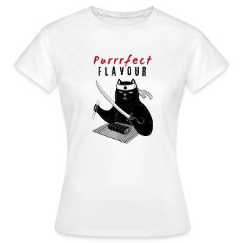 Purrrfect Flavour – Sushi Chef Cat - Women's T-Shirt - white - Front - AI Model Female 172 dark (172cm)