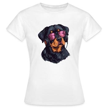 Rottweiler Headphone Sunglasses DJ Music Club - Women's T-Shirt - white - Front - AI Model Female 172 dark (172cm)