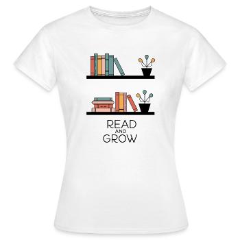 ÉTAGÈRES LIRE ET GRANDIR - T-shirt Femme - blanc - Devant - AI Model Female 172 dark (172cm)