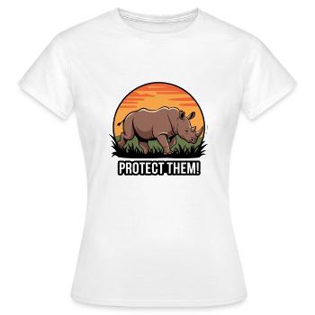 PROTÈGE-LES, RHINOCÉROS - T-shirt Femme - blanc - Devant - AI Model Female 172 dark (172cm)