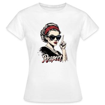 Rockabilly Pin Up Woman Rockabella Respect Strong - Frauen T-Shirt - Weiß - Vorne - AI Model Female 172 dark (172cm)