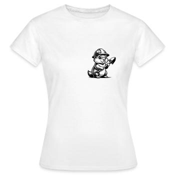 Wer anderen eine Grube gräbt - Lustiges Bau Spruch - Frauen T-Shirt - Weiß - Vorne - AI Model Female 172 dark (172cm)