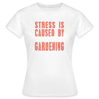 Soulagement du stress grâce au jardinage Citation d’humour - T-shirt Femme - blanc - Devant - AI Model Female 172 dark (172cm)