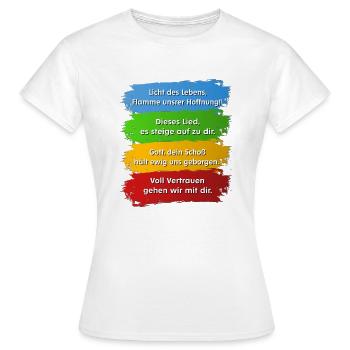 Hymne du Jubilé allemand de Rome 2025 - T-shirt Femme - blanc - Devant - AI Model Female 172 dark (172cm)