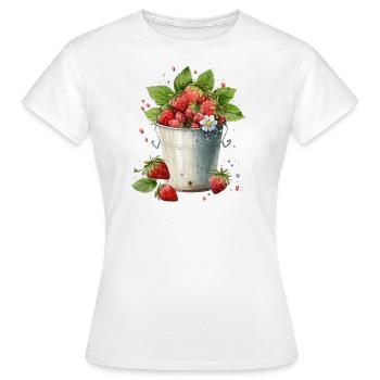Seau de fraises - T-shirt Femme - blanc - Devant - AI Model Female 172 dark (172cm)