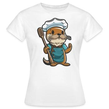 Otter frisst - Frauen T-Shirt - Weiß - Vorne - AI Model Female 172 dark (172cm)