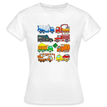 Camion Camion Chantier De Construction Pompiers Dépanneuse - T-shirt Femme - blanc - Devant - AI Model Female 172 dark (172cm)