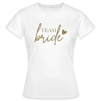 L’équipe de la bride avec le coeur - T-shirt Femme - blanc - Devant - AI Model Female 172 dark (172cm)