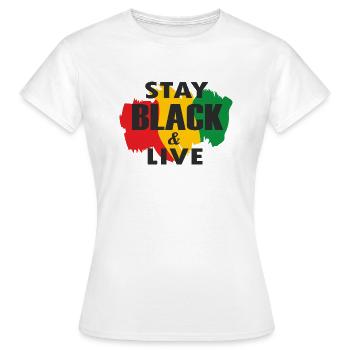 Juneteenth Day 1865, Restez noir et vivez - T-shirt Femme - blanc - Devant - AI Model Female 172 dark (172cm)