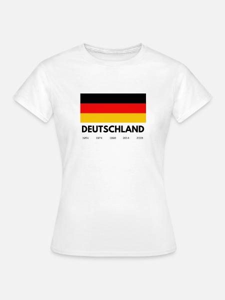 Deutschland Schriftzug mit Flagge und Jahreszahlen - Frauen T-Shirt - Weiß