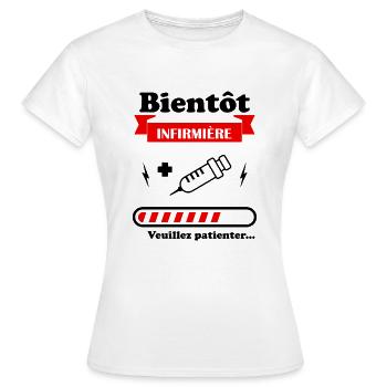 Bientôt infirmière, future infirmière - T-shirt Femme - blanc - Devant - AI Model Female 172 dark (172cm)