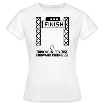 Thinking In Reverse: Forward Progress! - Women's T-Shirt - white - Front - AI Model Female 172 dark (172cm)