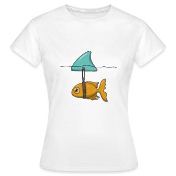 Goldfish with shark fin - Women's T-Shirt - white - Front - AI Model Female 172 dark (172cm)