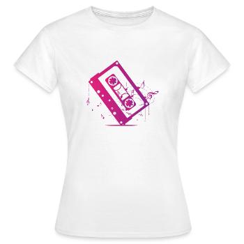 Cassette musicale avec des notes musicales - T-shirt Femme - blanc - Devant - AI Model Female 172 dark (172cm)