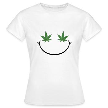 Funny Weed Shirt mit einem Smile für CBD THC - Frauen T-Shirt - Weiß - Vorne - AI Model Female 172 dark (172cm)