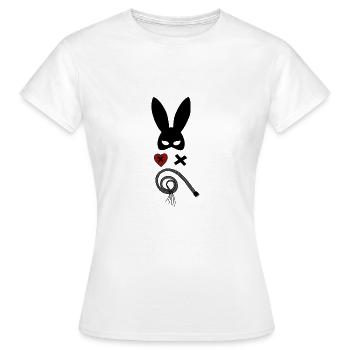 BDSM Sadomaso Whip Mask Dom Sub Slave Erotica - T-shirt Femme - blanc - Devant - AI Model Female 172 dark (172cm)