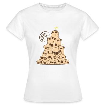 Dog christmas present Christmas tree made from puppy - Women's T-Shirt - white - Front - AI Model Female 172 dark (172cm)