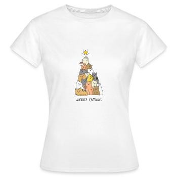 Merry Catmas Cats Christmas Gift - Women's T-Shirt - white - Front - AI Model Female 172 dark (172cm)