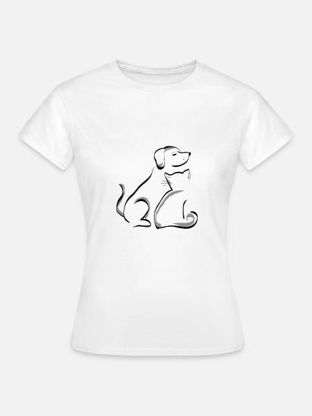 Hund mit Katze - Frauen T-Shirt - Weiß