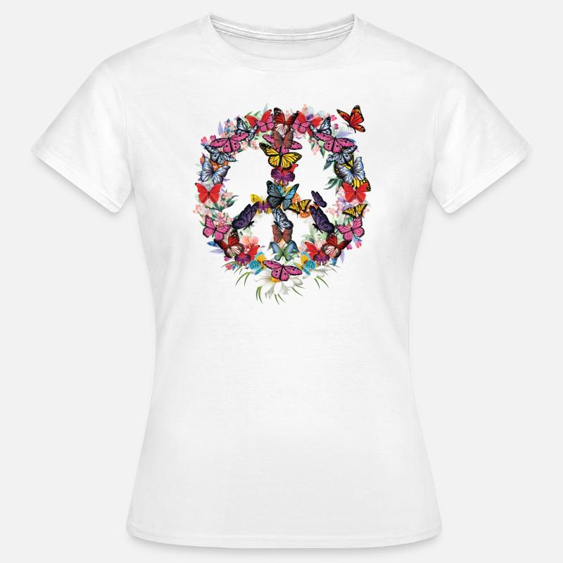 Peace Blumen - Friede - Frauen T-Shirt - Weiß