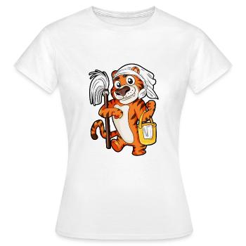 Tiger Haushalt Hausmann Hausfrau Putzen Geschenk - Frauen T-Shirt - Weiß - Vorne - AI Model Female 172 dark (172cm)
