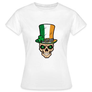 irischer Totenkopf Irland Kleeblatt Comic - Frauen T-Shirt - Weiß - Vorne - AI Model Female 172 dark (172cm)