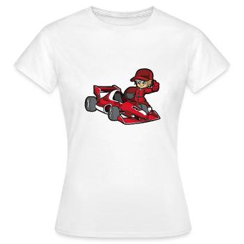 Pilote de voiture de course pilote de course rouge fils garçon - T-shirt Femme - blanc - Devant - AI Model Female 172 dark (172cm)