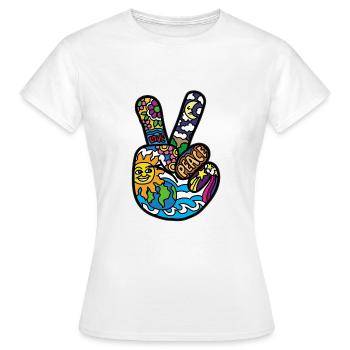 Signes de paix Peace et Paix Signes d’alliance - T-shirt Femme - blanc - Devant - AI Model Female 172 dark (172cm)