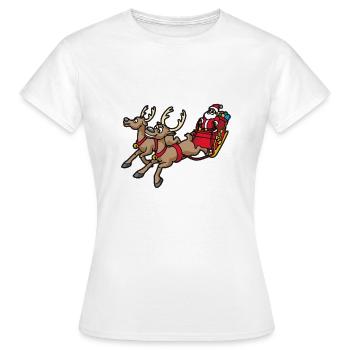 Weihnachtsmann mit Rentier und Schlitten - Frauen T-Shirt - Weiß - Vorne - AI Model Female 172 dark (172cm)