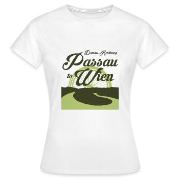 Donau-Radweg - Von Passau nach Wien - Frauen T-Shirt - Weiß - Vorne - AI Model Female 172 dark (172cm)