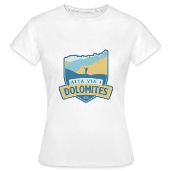 Höhenweg 1 - Alta Via 1 Dolomiten - Frauen T-Shirt - Weiß - Vorne - AI Model Female 172 dark (172cm)