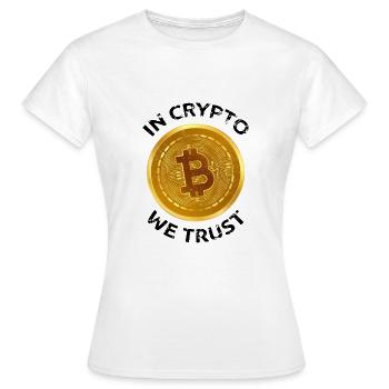 In Crypto We Trust Large Bitcoin Coin Design Tradi - Women's T-Shirt - white - Front - AI Model Female 172 dark (172cm)