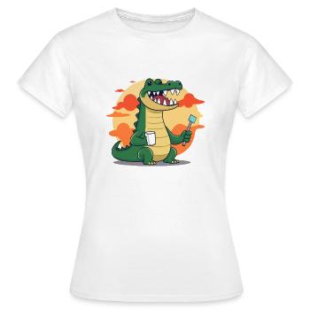Hygiène dentaire crocodile - T-shirt Femme - blanc - Devant - AI Model Female 172 dark (172cm)