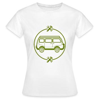 Auto - Bus - Oldtimer - Nostalgisch - Frauen T-Shirt - Weiß - Vorne - AI Model Female 172 dark (172cm)