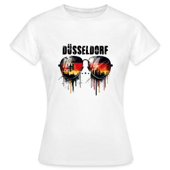 Düsseldorf Sonnenbrillen mit Deutschlandfahne - Frauen T-Shirt - Weiß - Vorne - AI Model Female 172 dark (172cm)