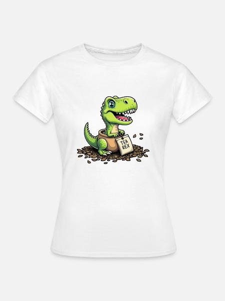 Tea Rex Dinosaurier Tee - Frauen T-Shirt - Weiß