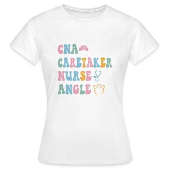 CNA Nursing Quotes Funny Nurse Lovers Cute CNA - Women's T-Shirt - white - Front - AI Model Female 172 dark (172cm)