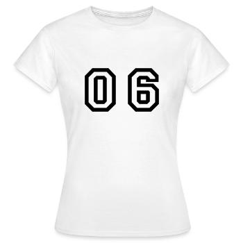 Nummer - 06 - Null Sechs - Frauen T-Shirt - Weiß - Vorne - AI Model Female 172 dark (172cm)