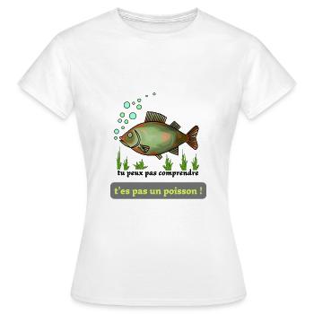 poisson vert : tu peux pas comprendre ! - T-shirt Femme - blanc - Devant - AI Model Female 172 dark (172cm)