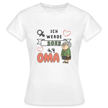 Ich werde 2023 Oma - Frauen T-Shirt - Weiß - Vorne - AI Model Female 172 dark (172cm)