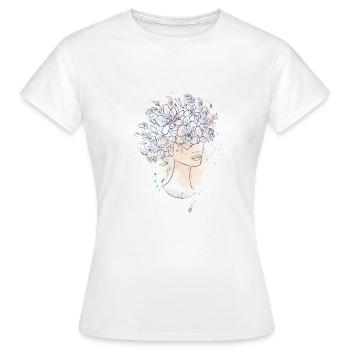 Flowergirl Watercolour - Frauen T-Shirt - Weiß - Vorne - AI Model Female 172 dark (172cm)